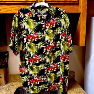 Tommy Bahama Black and Red Casual Button Down Shirt ECU
